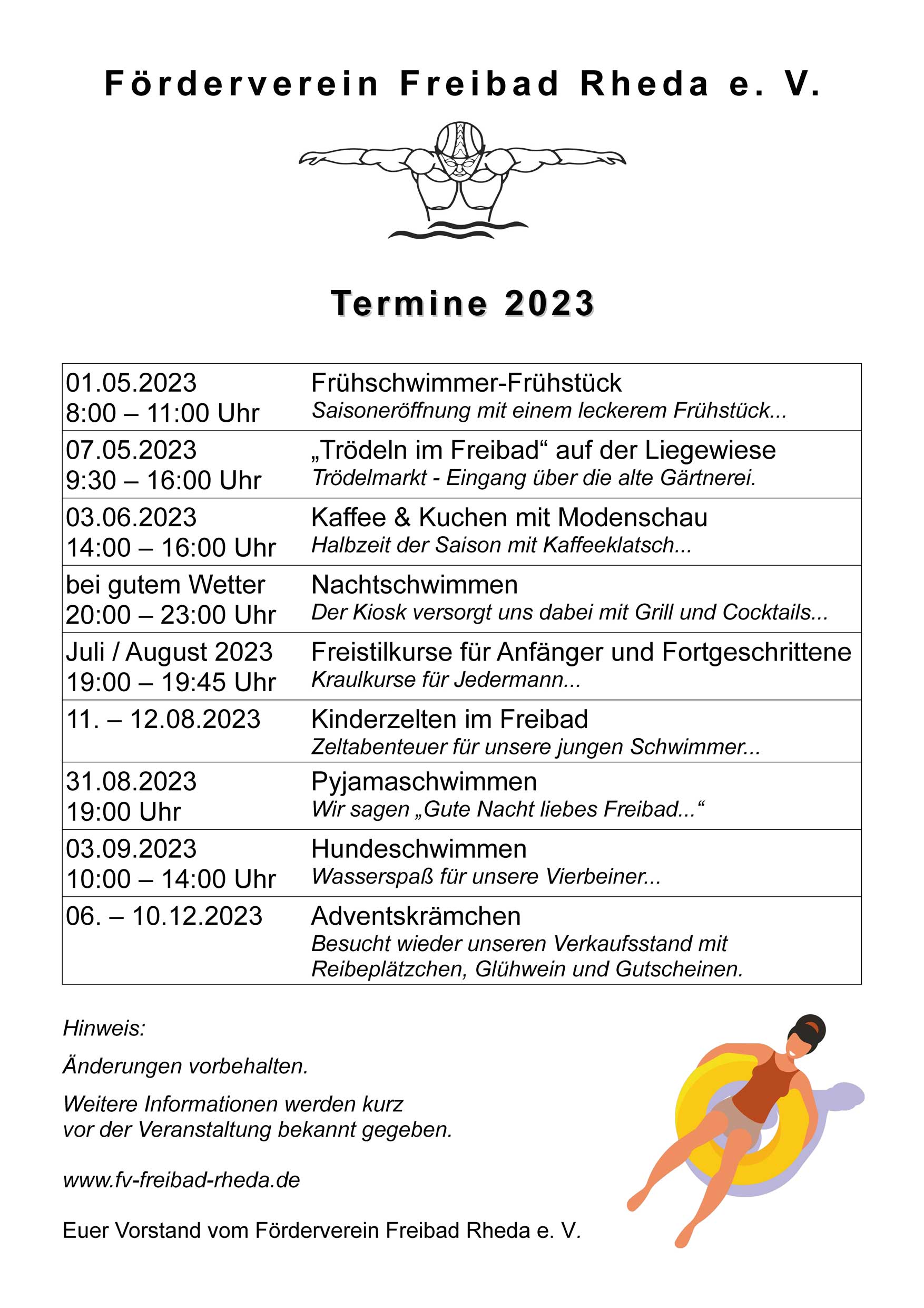 2023 Terminuebersicht